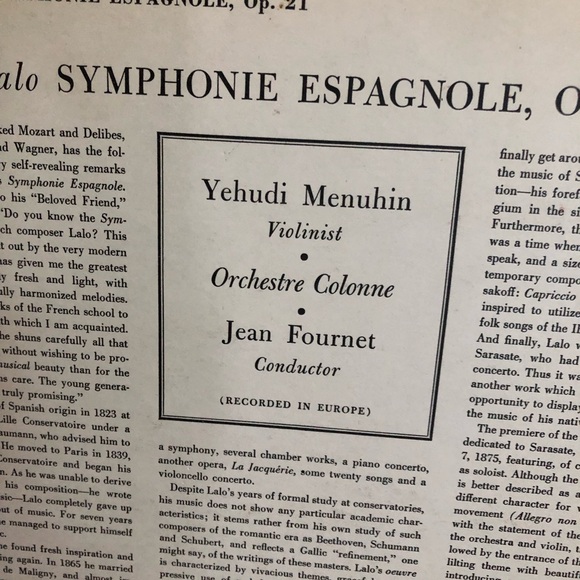 30's "Symphonie Espagnole Op 21" Album - Classical Music - Violin Symphony - Picture 3 of 11